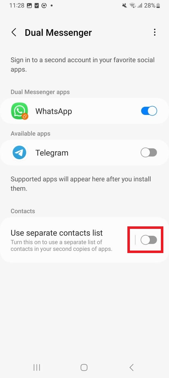 Split contacts