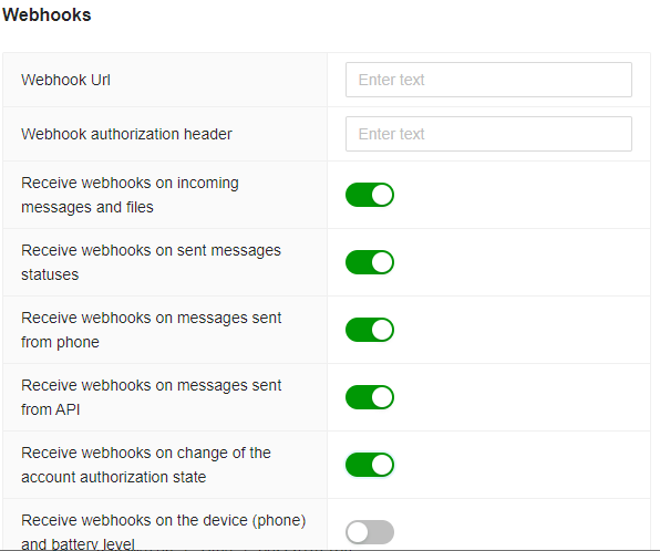 Incoming webhooks settings Incoming webhooks settings